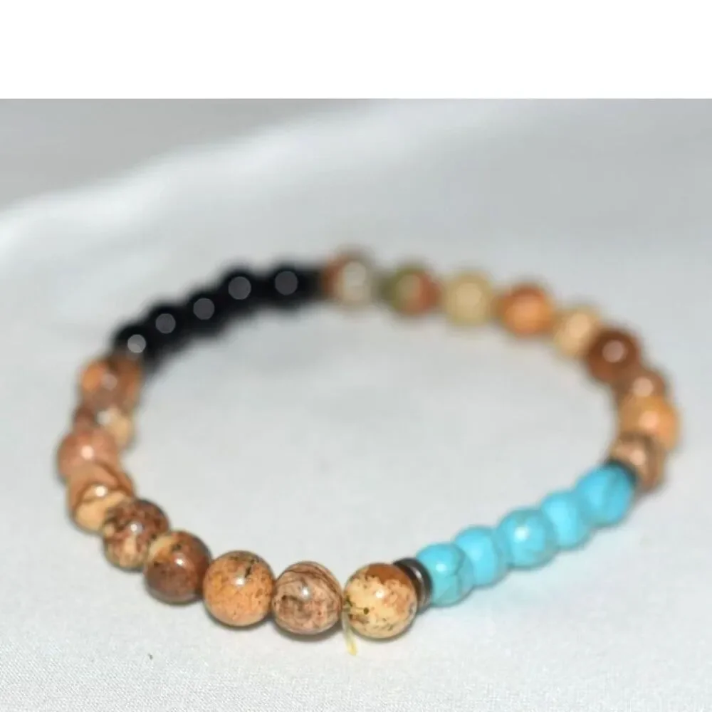 Wellness/Health Jasper Black Agate Faux Turquoise Beads 5